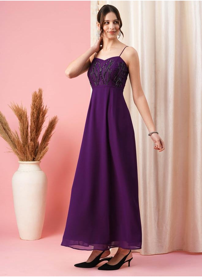 Sweetheart Neckline Beaded Bodice Maxi Dress by Styli