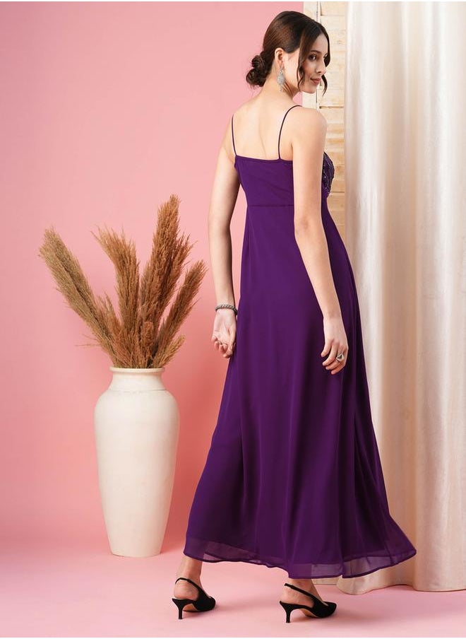 Sweetheart Neckline Beaded Bodice Maxi Dress by Styli