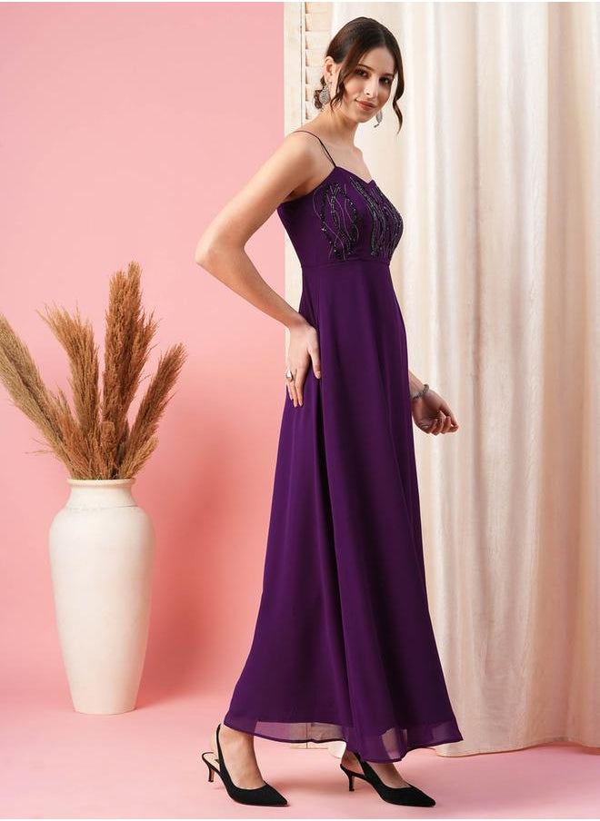 Sweetheart Neckline Beaded Bodice Maxi Dress by Styli
