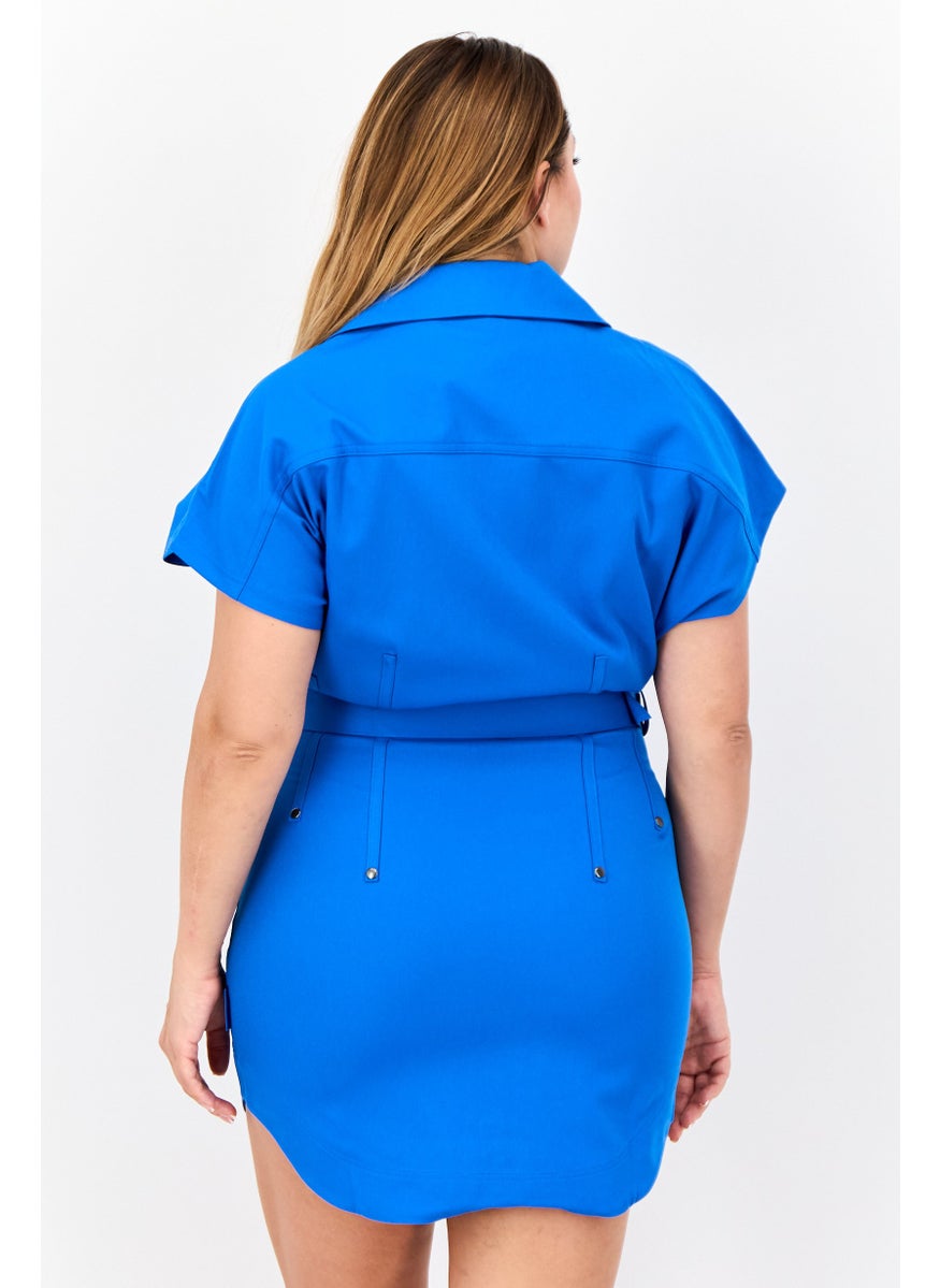 Women Sportswear Fit Short Sleeve Outdoor Dress, Blue