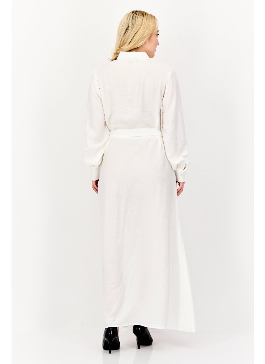 Women Floral Print Maxi Dress, White