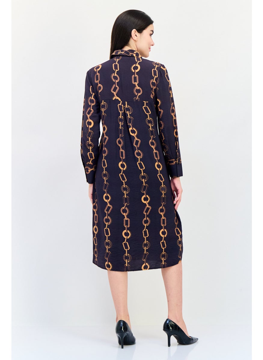 Women Allover Print Shirt Dress, Multicolor