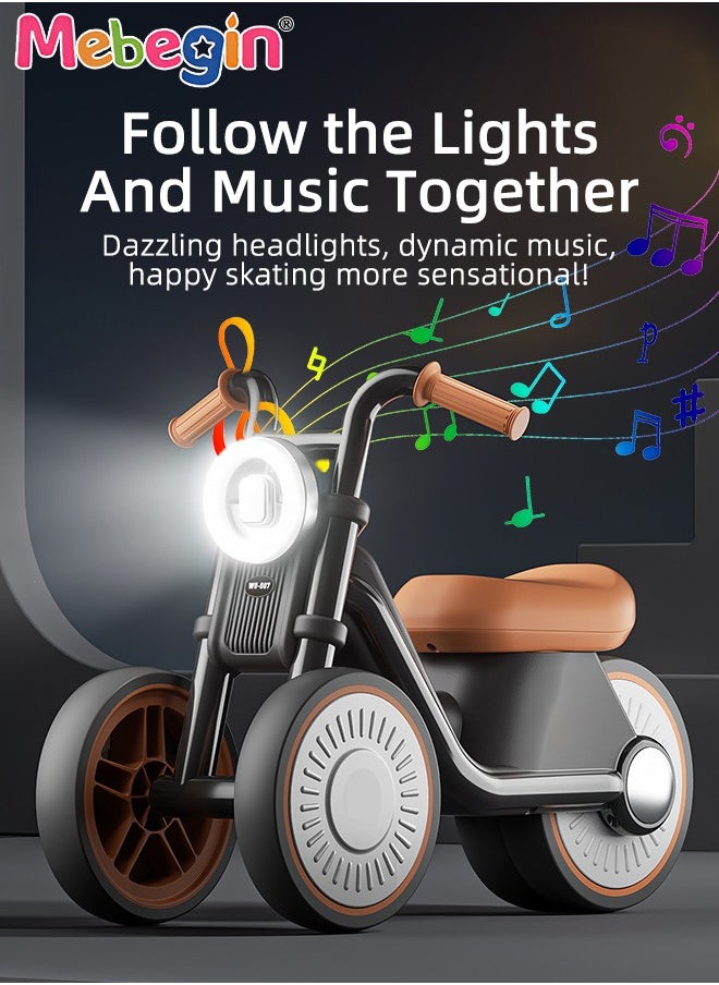 Baby Balance Bike with Silent Wheels, No Pedal Baby Walker, Mini Baby Bike with Lights and Music, Sturdy Safe Ride On Toys, Easy Set-Up, Great Gift Choice as Indoor and Outdoor Toy, 52*22*34cm