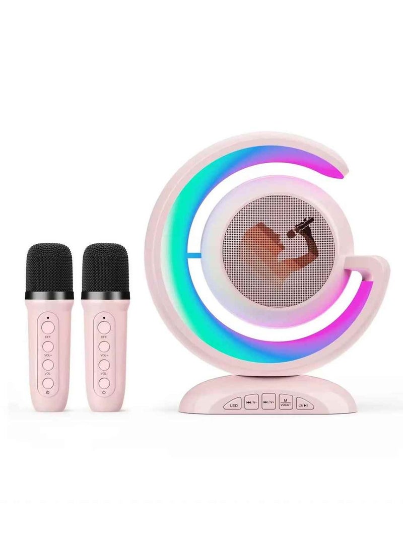 G-shape Dual-microphone Mini bluetooth Speaker Home Outdoor Wireless Karaoke Microphone Karaoke Multi-function Atmosphere Light