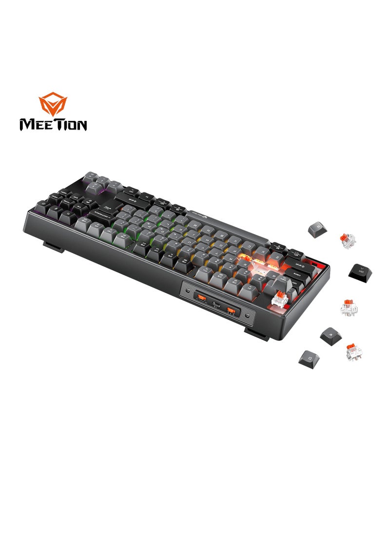 Meetion TKL Triple-Mode Wireless RGB Mechanical Keyboard MK14 TKL 87 Keys Layout Full Key Hot-Swap Tri-Mode Connection