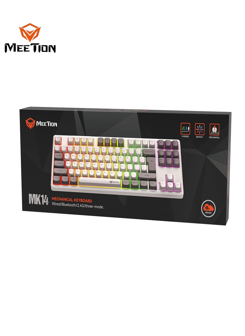 Meetion TKL Triple-Mode Wireless RGB Mechanical Keyboard MK14 TKL 87 Keys Layout Full Key Hot-Swap Tri-Mode Connection