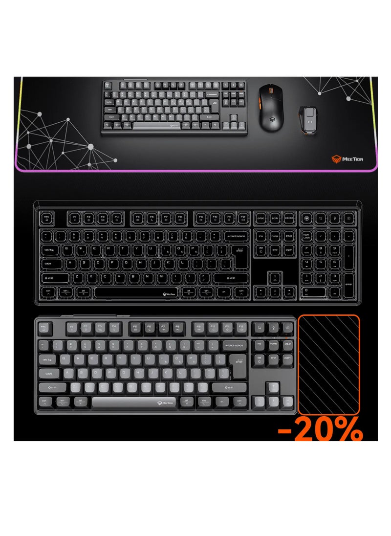 MEETION MK14 TKL Three Mode Wireless/Bluetooth/Wired Hot-swappable Gaming Keyboard 87 Keys RGB LED Light Mechanical Keyboard for Game