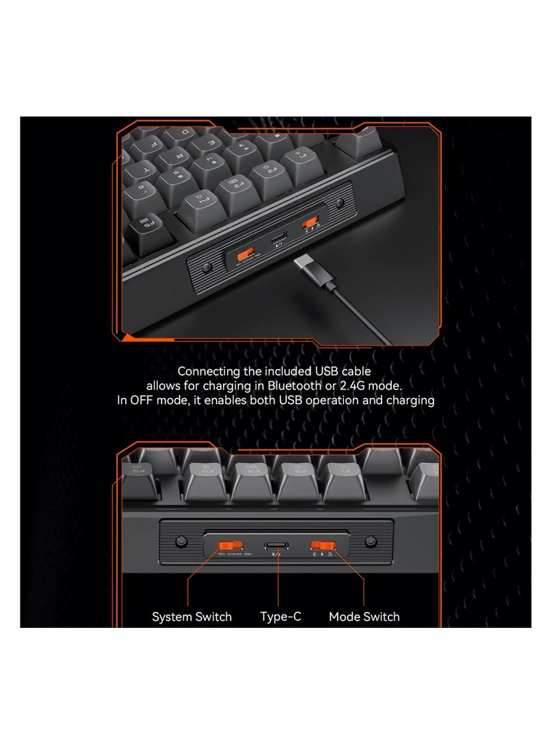 MEETION MK14 TKL Three Mode Wireless/Bluetooth/Wired Hot-swappable Gaming Keyboard 87 Keys RGB LED Light Mechanical Keyboard for Game