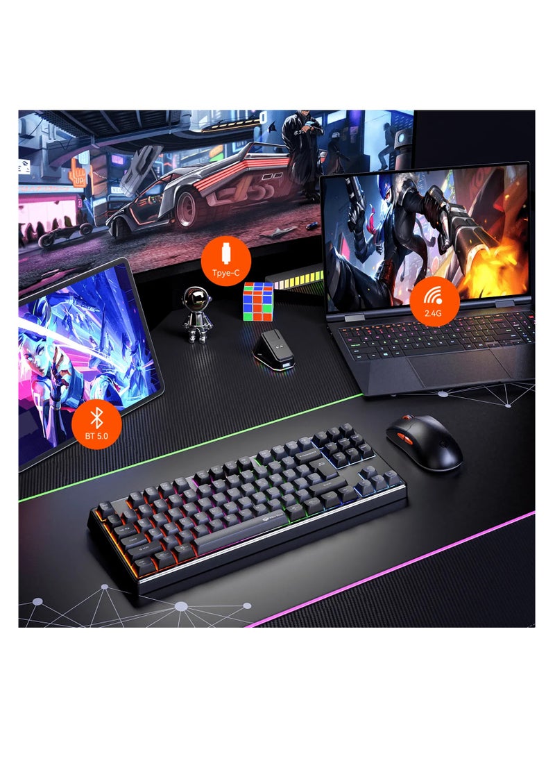 MEETION MK14 TKL Three Mode Wireless/Bluetooth/Wired Hot-swappable Gaming Keyboard 87 Keys RGB LED Light Mechanical Keyboard for Game