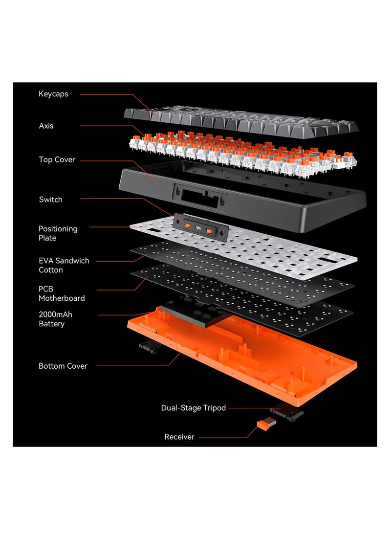 MEETION MK14 TKL Three Mode Wireless/Bluetooth/Wired Hot-swappable Gaming Keyboard 87 Keys RGB LED Light Mechanical Keyboard for Game