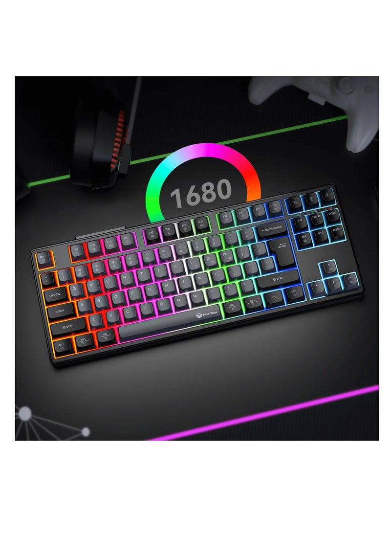 MEETION MK14 TKL Three Mode Wireless/Bluetooth/Wired Hot-swappable Gaming Keyboard 87 Keys RGB LED Light Mechanical Keyboard for Game