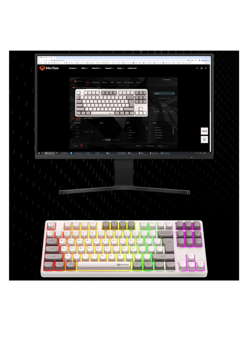 MEETION MK14 TKL Three Mode Wireless/Bluetooth/Wired Hot-swappable Gaming Keyboard 87 Keys RGB LED Light Mechanical Keyboard for Game