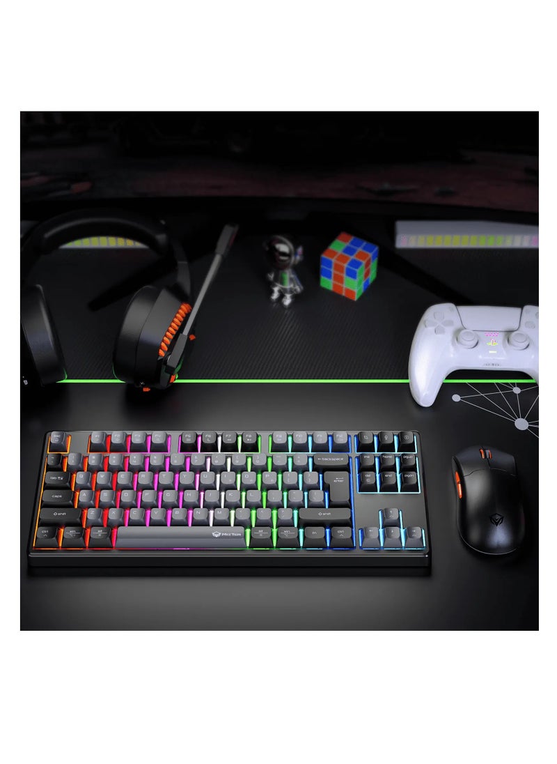 MEETION MK14 TKL Three Mode Wireless/Bluetooth/Wired Hot-swappable Gaming Keyboard 87 Keys RGB LED Light Mechanical Keyboard for Game