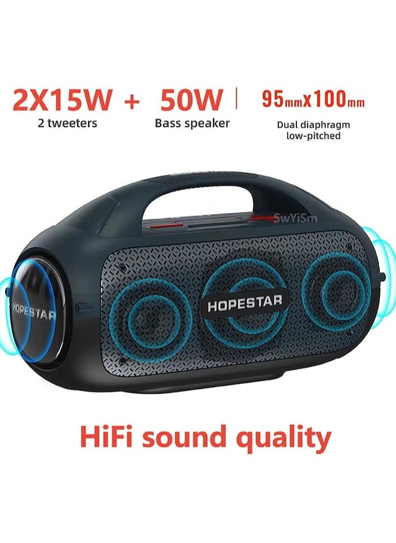 Electronics - Waterproof Wireless Bluetooth Speaker Hopestar A50 80W Highs Powers Stereo Outdoor Bass Portable Sound Column Subwoofer Microphone (Black)