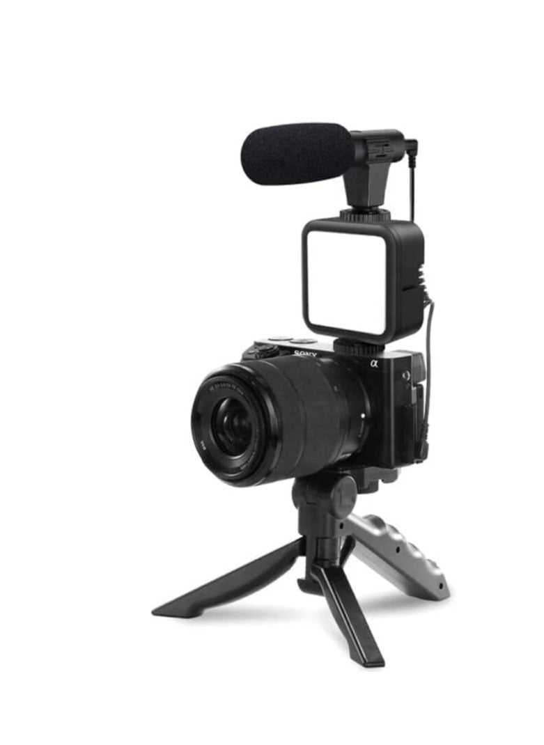 Smartphone Vlogging Kit with LED Light, Noise Reduction Microphone, Flexible Tripod, Phone Holder & Bluetooth Remote | Perfect for YouTube, TikTok, Instagram & Kids' Video Recording