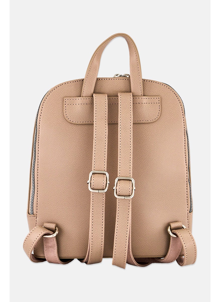 Women Brand Logo Women Camela Backpack, Dark Tan