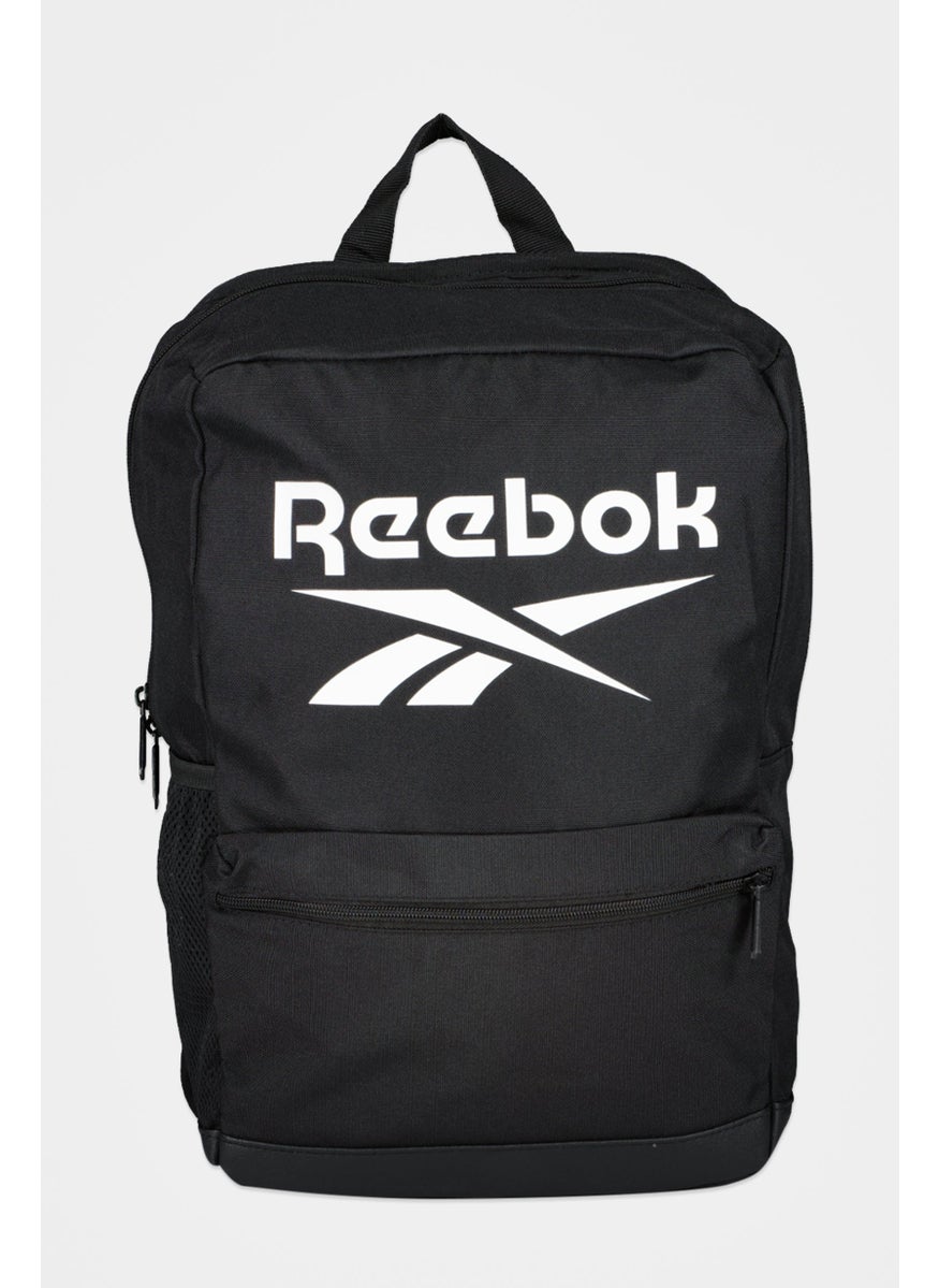 Men Brand Logo Bagpack, Black/White