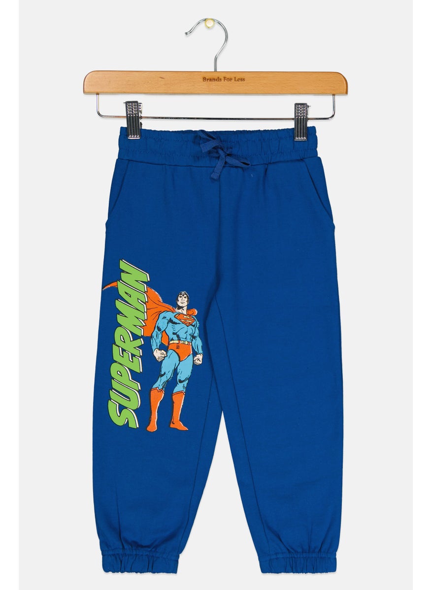 DC Superman Kids Boy Graphic Print Jogger Pants, Royal Blue
