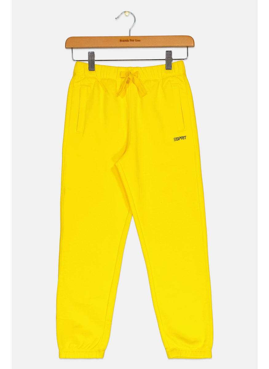 Kids Boy Embroidered Logo Sweatpants, Yellow