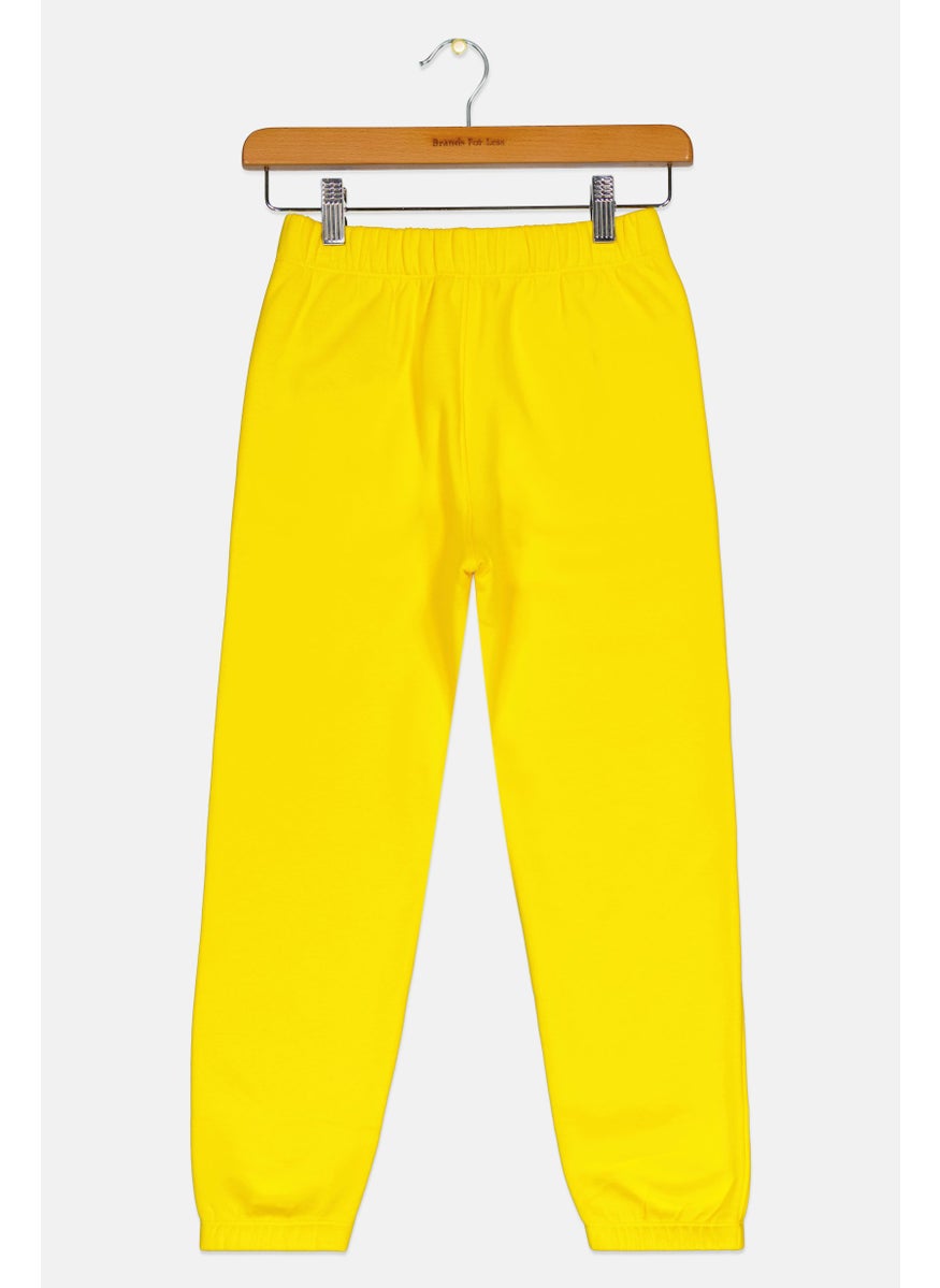 Kids Boy Embroidered Logo Sweatpants, Yellow