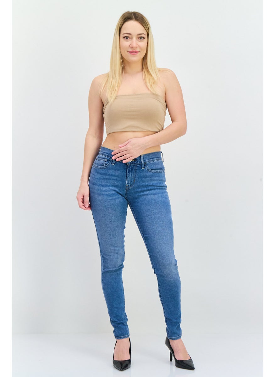 Women Skinny Fit Washed Stretchable Jeans, Blue