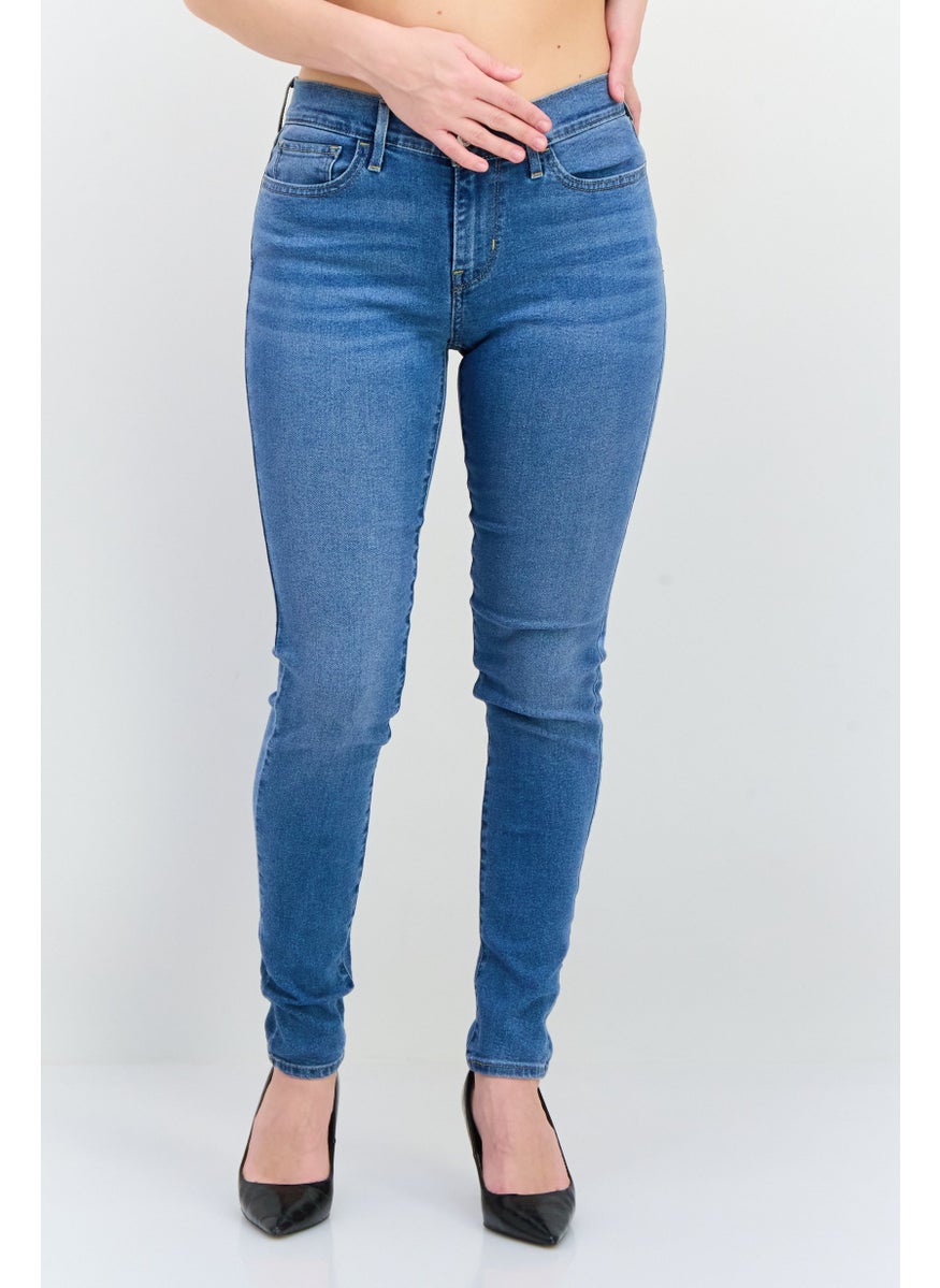 Women Skinny Fit Washed Stretchable Jeans, Blue