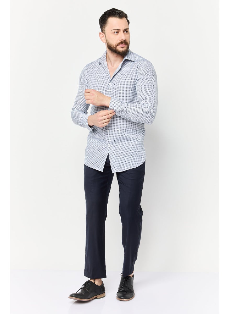 Men Modern Fit Micro Check Long Sleeves Dress Shirt, Multicolor