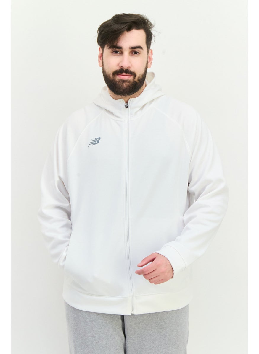 Men Sportswear Fit Long Sleeve Outdoor Hoodie, White