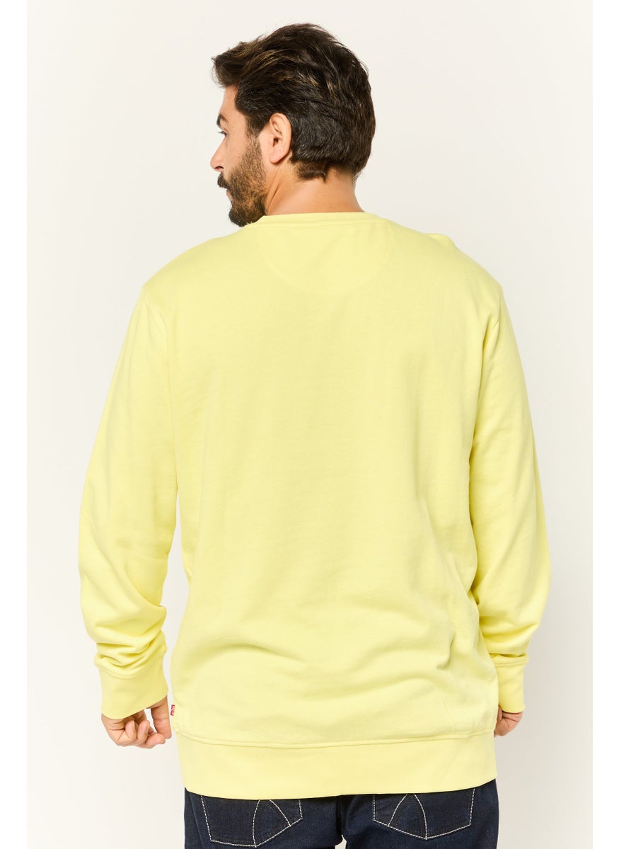 Men Long Sleeve Graphic Print Sweatshirt, Yellow/Pink Combo