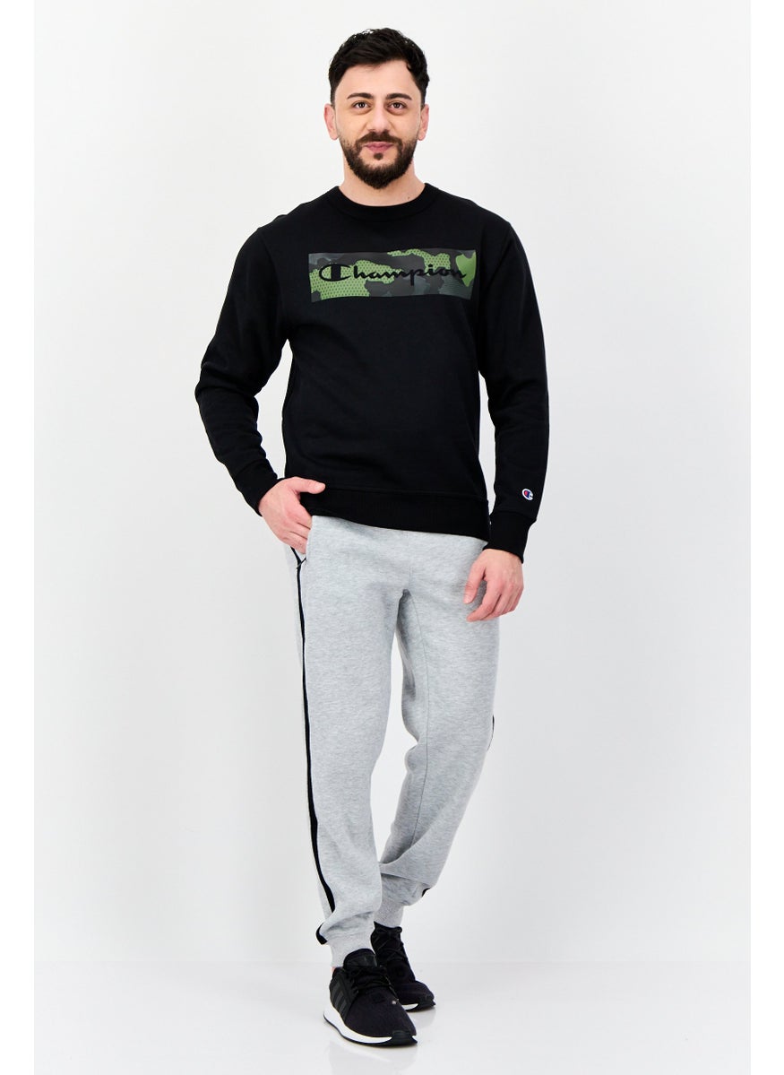 Men Sportswear Fit Long Sleeve Outdoor Sweatshirts, Black