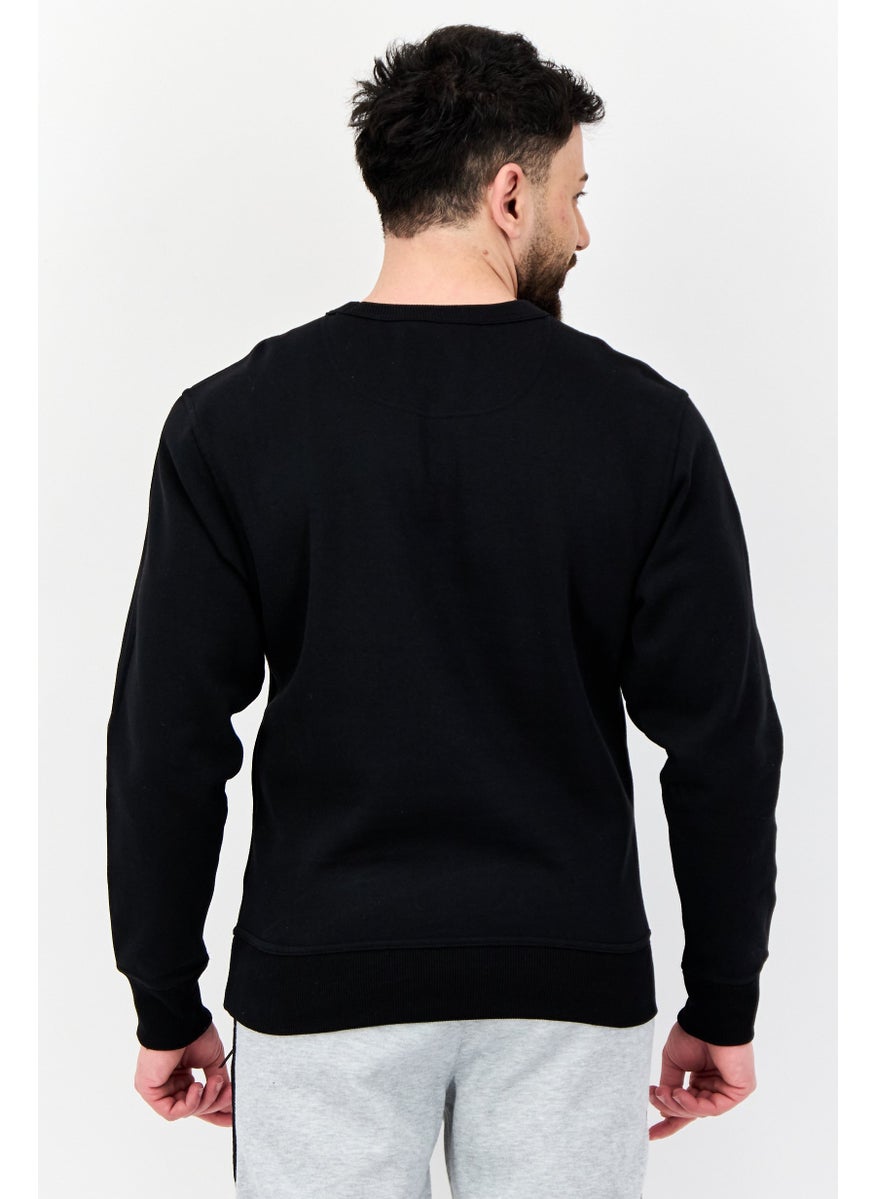 Men Sportswear Fit Long Sleeve Outdoor Sweatshirts, Black