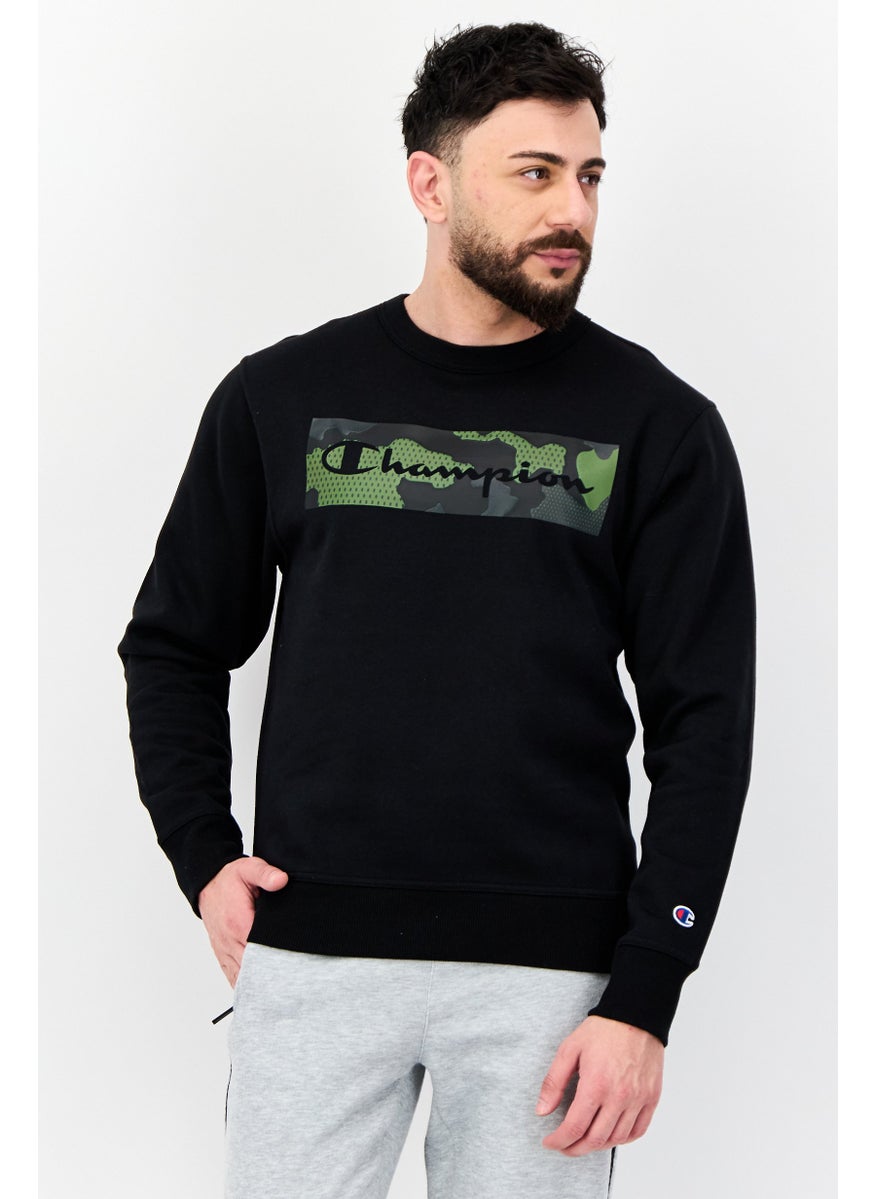 Men Sportswear Fit Long Sleeve Outdoor Sweatshirts, Black