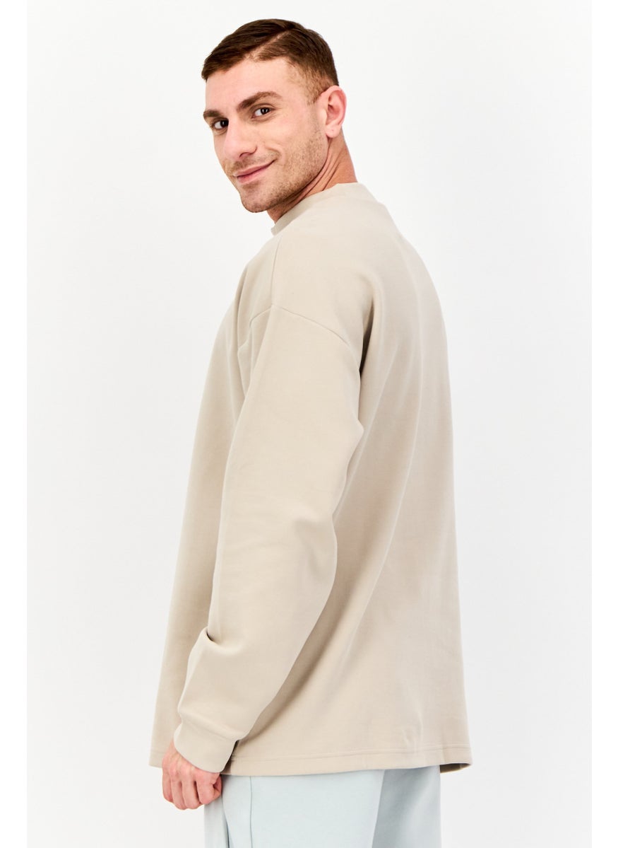 Men Sportswear Fit Long  Sleeves Outdoor Sweatshirts, Taupe
