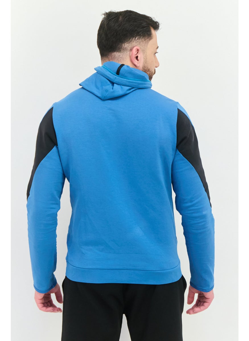 Men Sportswear Fit Long Sleeves Outdoor Sweatshirt, Teal Blue
