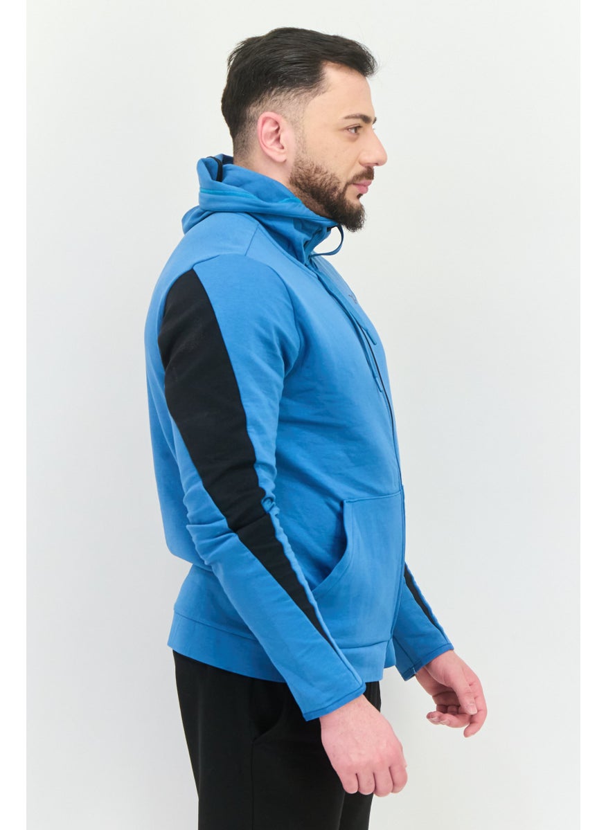 Men Sportswear Fit Long Sleeves Outdoor Sweatshirt, Teal Blue