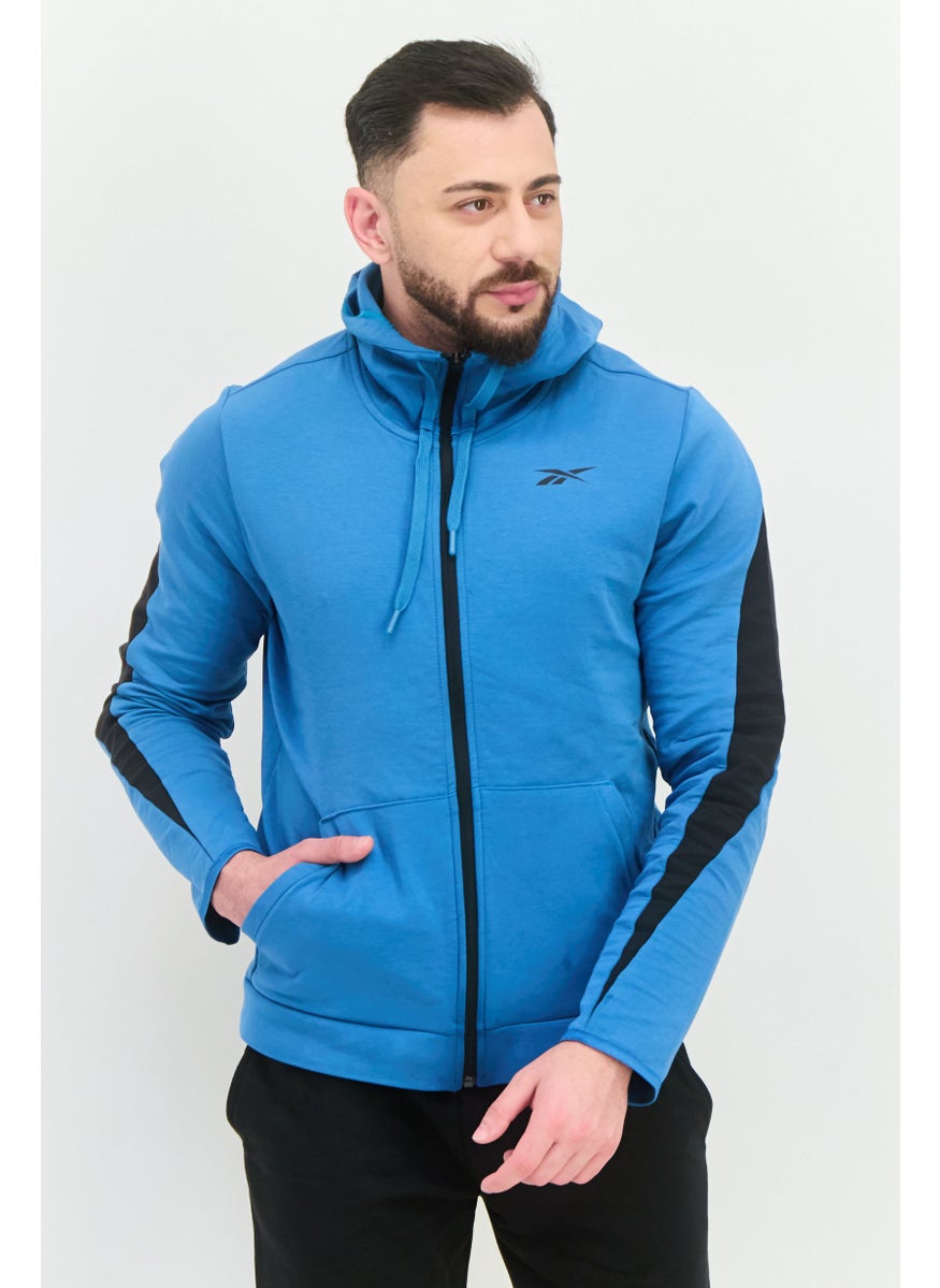 Men Sportswear Fit Long Sleeves Outdoor Sweatshirt, Teal Blue