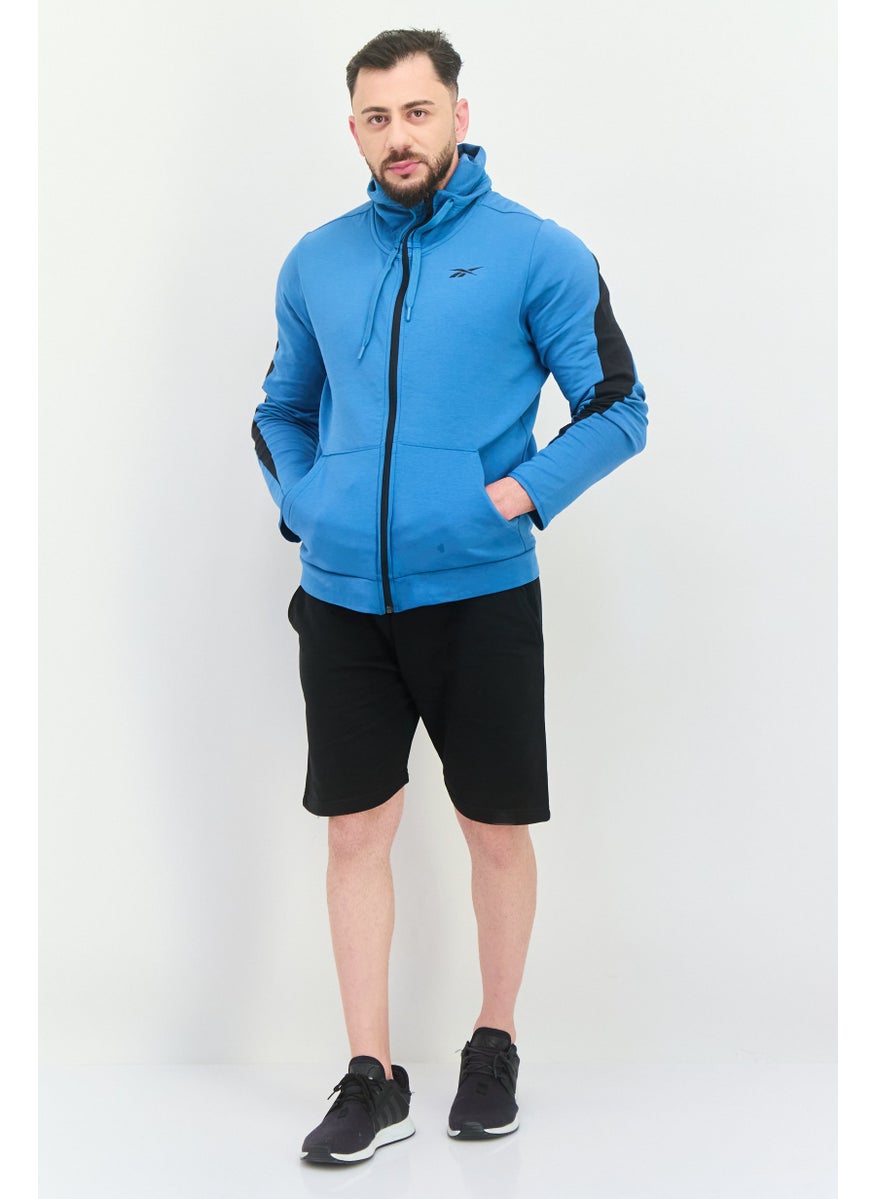 Men Sportswear Fit Long Sleeves Outdoor Sweatshirt, Teal Blue