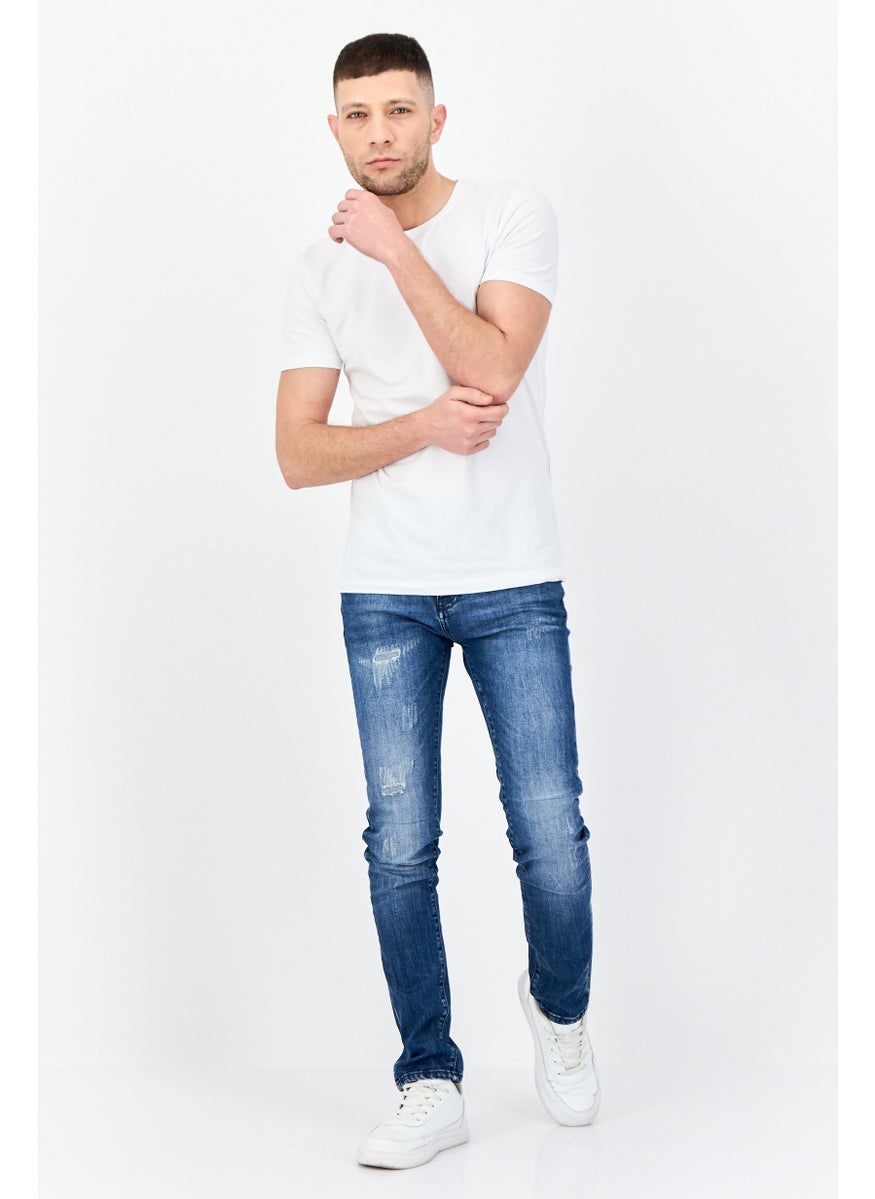 Men Skinny Fit Wash Stretchable Jeans With Sock Set, Blue