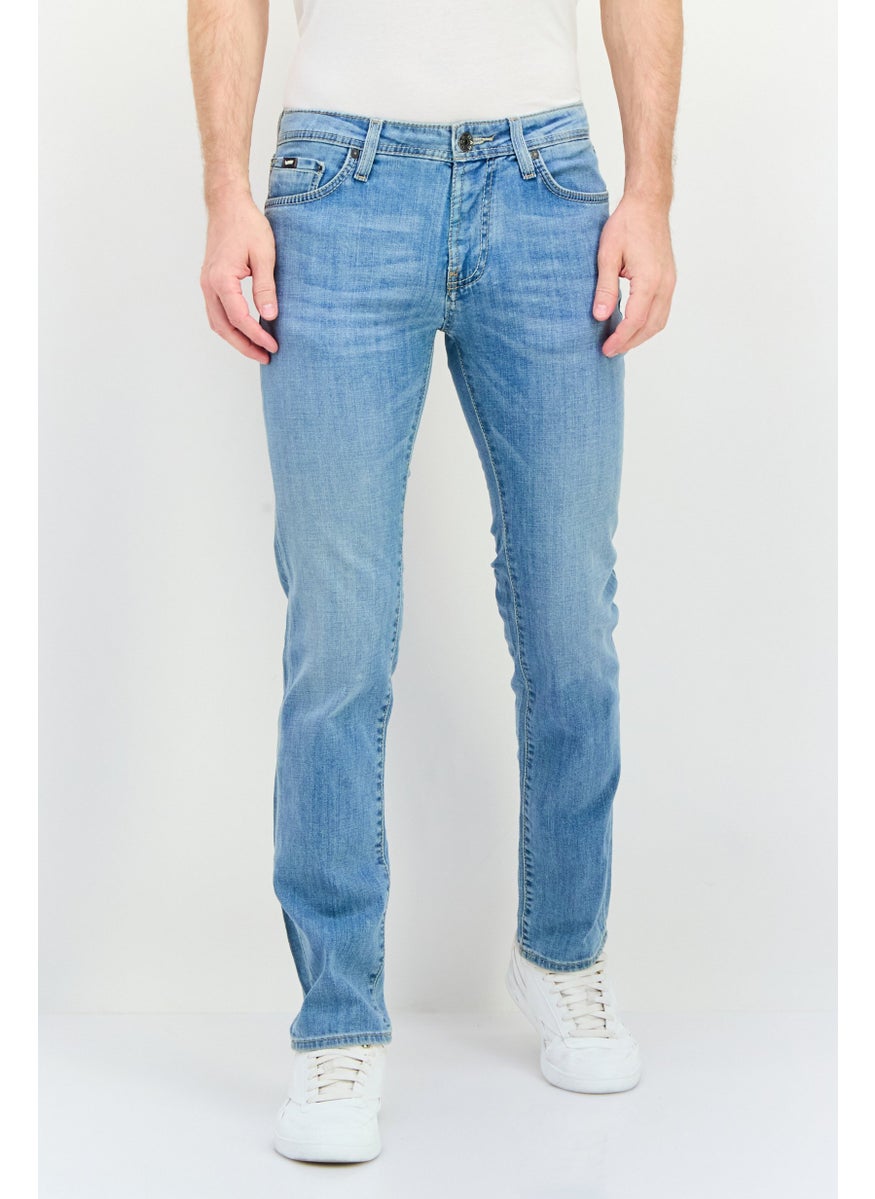 Men Slim Fit Washed Stretchable Denim Jeans, Blue