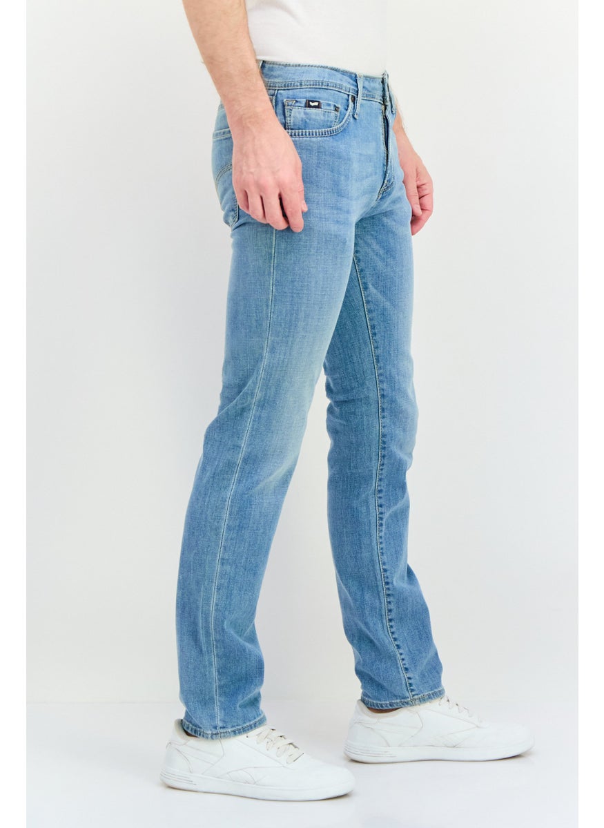Men Slim Fit Washed Stretchable Denim Jeans, Blue