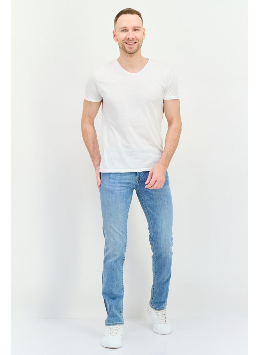 Men Slim Fit Washed Stretchable Denim Jeans, Blue