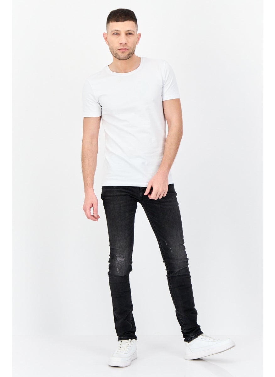 Men Skinny Fit Wash Stretchable Denim Jeans, Black