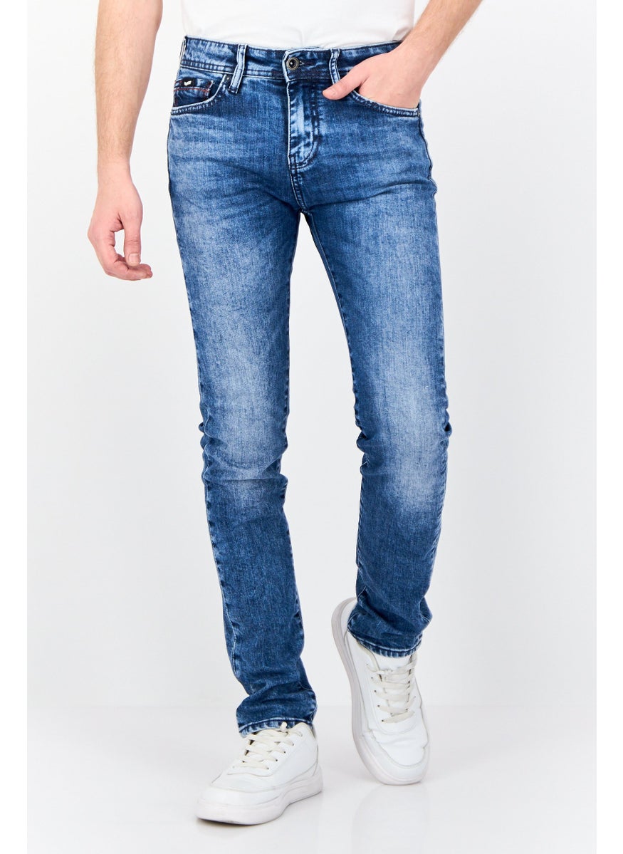 Men Skinny Fit Washed Stretchable Jeans, Blue