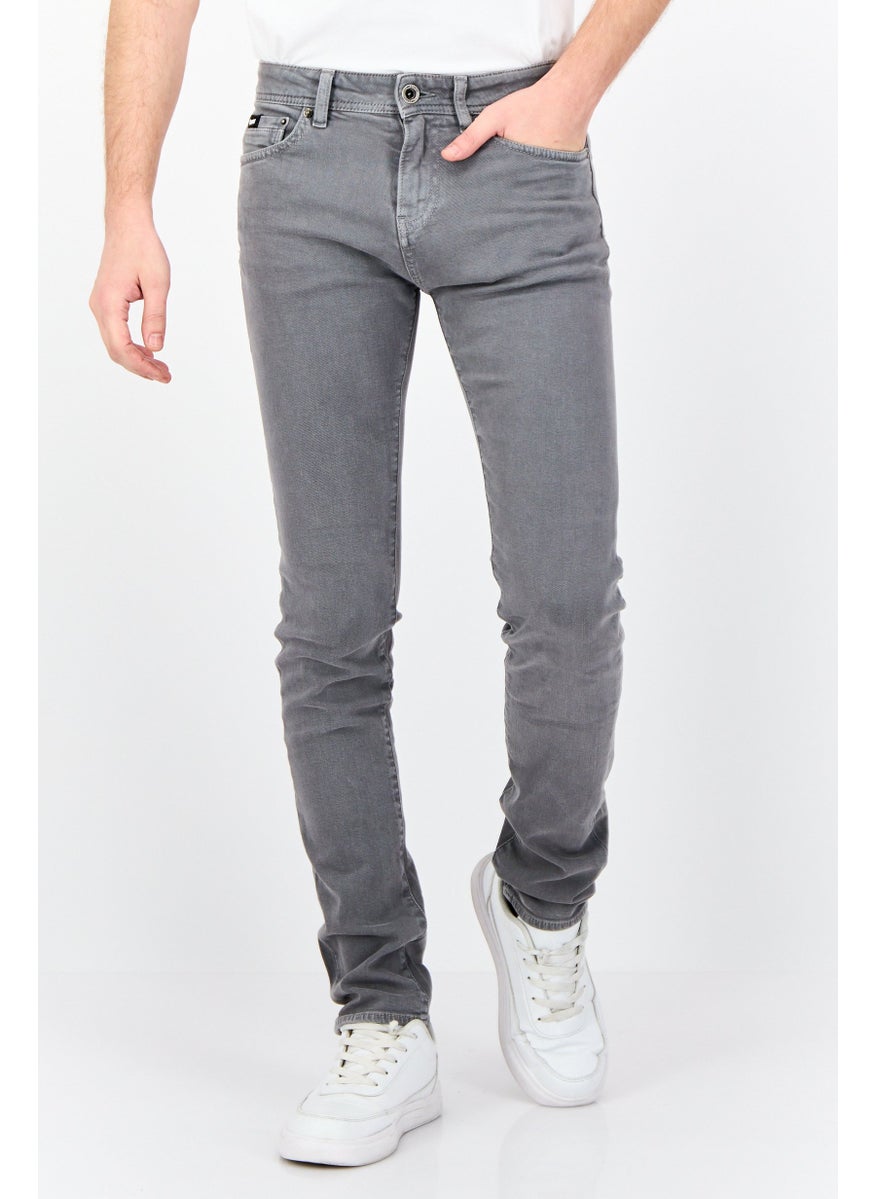 Men Skinny Fit Solid Stretchable Jeans, Grey