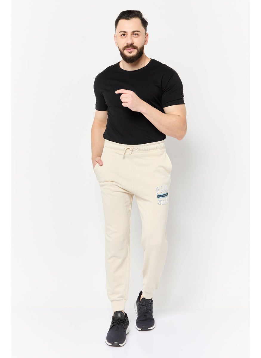 Men Regular Fit Solid Jogger Pants, Beige