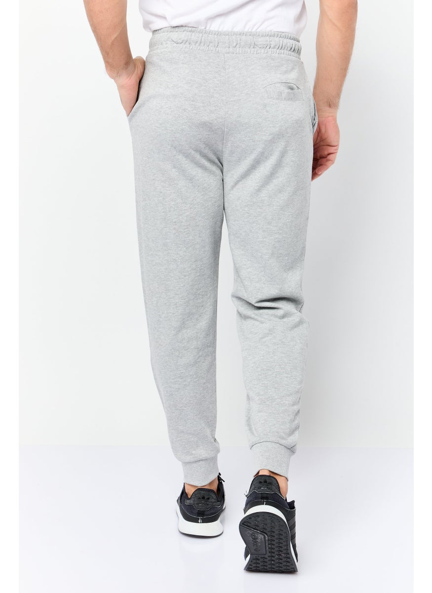 Men Regular Fit Brand Logo Jogger Pants, Grey
