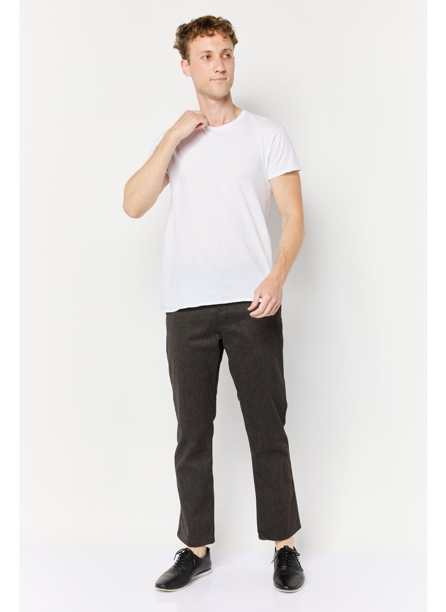 Men Regular Fit Textured Chino Pants, Dark Grey