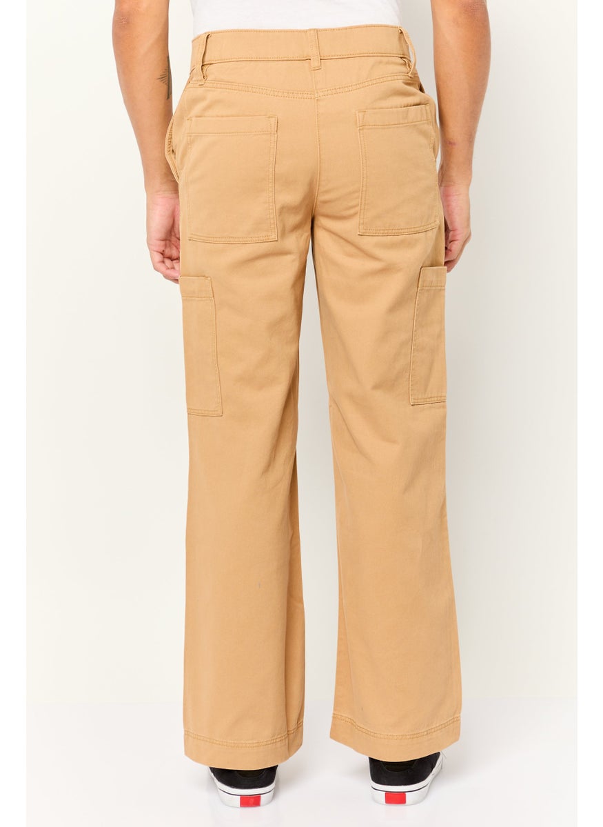 Men Regular Fit Solid Cargo Pants, Brown