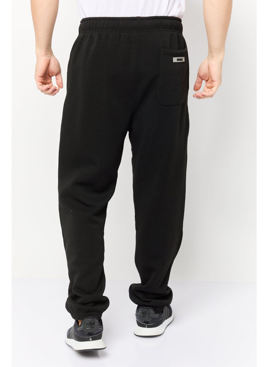 Men Regular Fit Brand Logo Sweatpants, Black