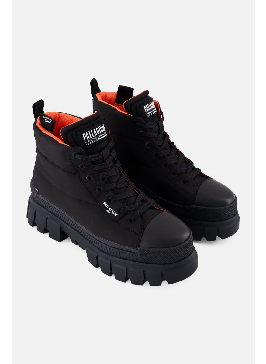 Women Medium Revolt Overcush Lace Up Boots, Black